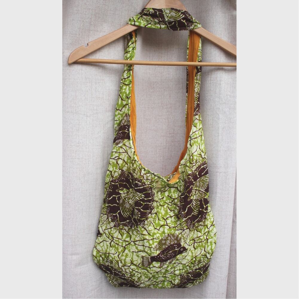 Large Green African Print Slouchy Tote/Purse